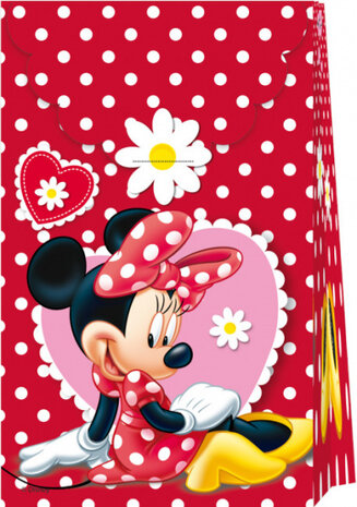 cadeauzakjes Minnie Mouse 22 cm papier rood 6 stuks