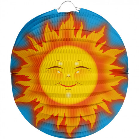 lampion Zon 22 cm papier blauw/oranje