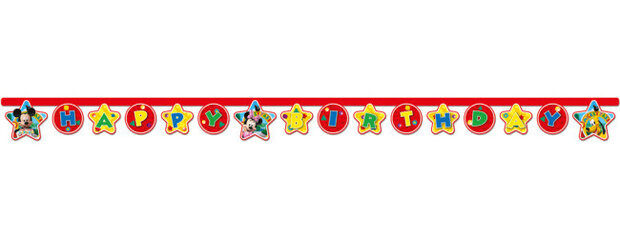 verjaardagsslinger Playful Mickey Birthday 210 cm rood