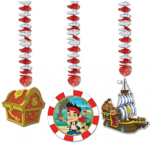 decoratiespiralen Captain Jake 100 cm wit/rood 3 stuks