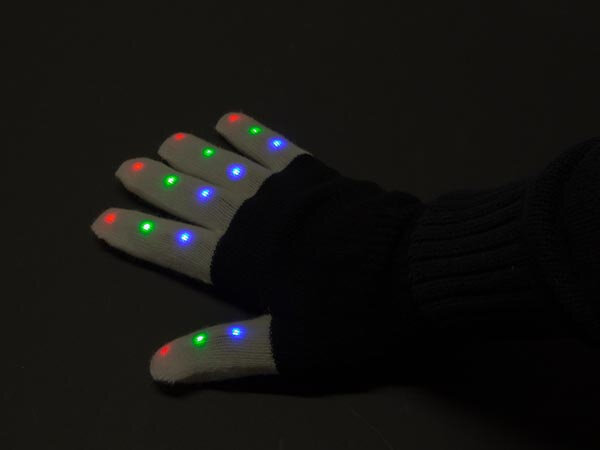 handschoenen led polyester/acryl zwart maat one-size