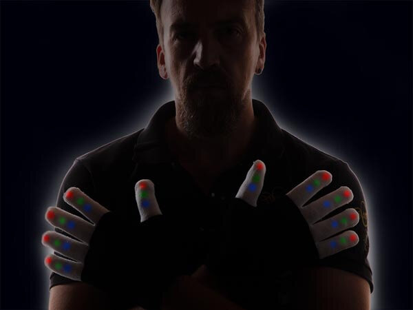 handschoenen led polyester/acryl zwart maat one-size