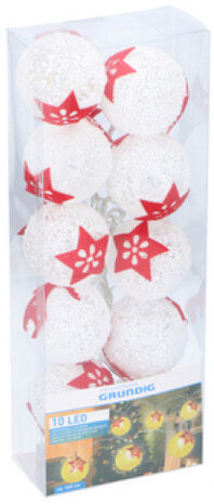 kerstballenslinger ster 1,6 meter wit/rood