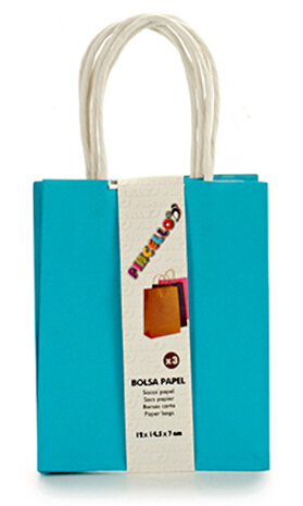 cadeautassen 12 x 6,5 x 23 cm papier blauw 3 stuks