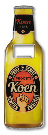 flesopener Koen 8,5 x 6 cm staal geel/oranje