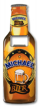 flesopener Michael 8,5 x 6 cm staal bruin