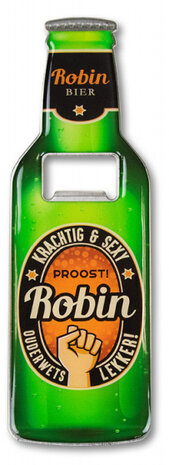 flesopener Robin 8,5 x 6 cm staal groen