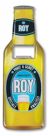 flesopener Roy 8,5 x 6 cm staal geel/blauw