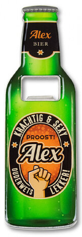flesopener Alex 8,5 x 6 cm staal groen