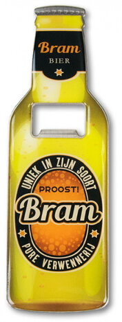 flesopener Bram 8,5 x 6 cm staal geel/oranje