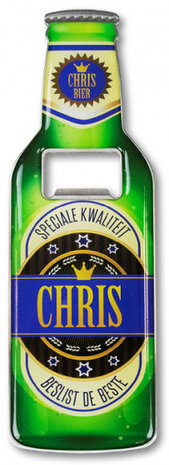 flesopener Chris 8,5 x 6 cm staal groen/blauw