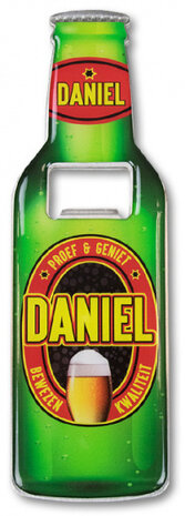 flesopener Daniel 8,5 x 6 cm staal groen/rood
