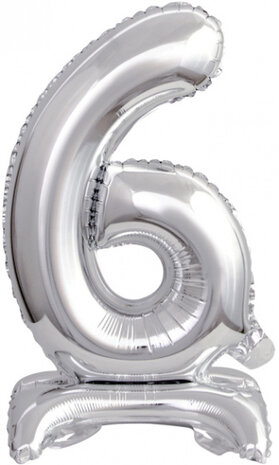 cijferballon 6 folie 38 cm zilver