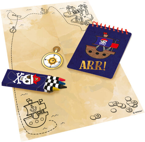 feestspel Pirates schatkaart junior papier 39-delig