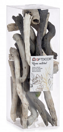vaasdecoratie takken hout bruin/wit
