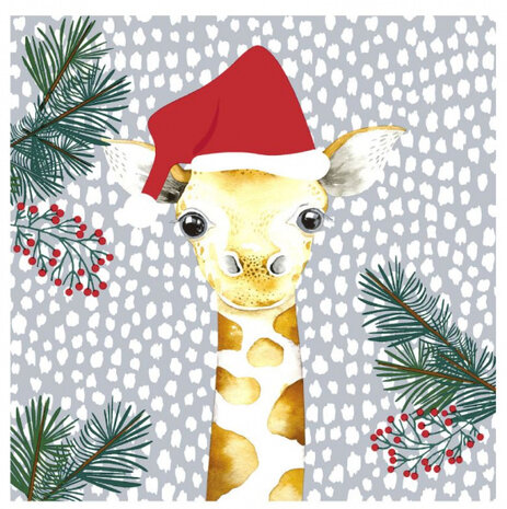 servetten Giraffe Santa 3-laags 33 cm papier grijs 20 stuks