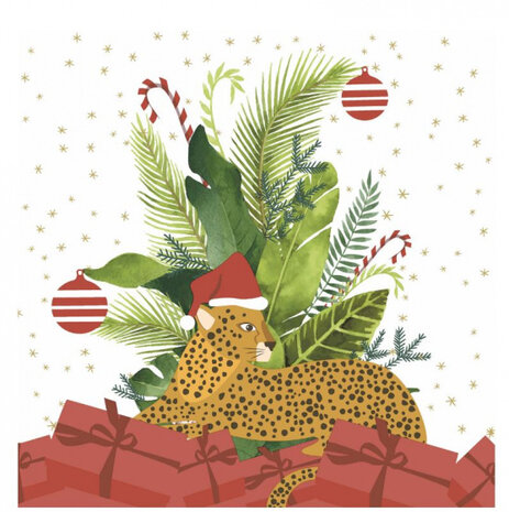 servetten Wild Xmas 3-laags 33 x 33 cm papier wit 20 stuks