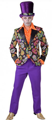 verkleedcolbert Mexican Skull heren polyester mt XXL