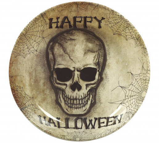 tafelschaal Skull 31 cm beige/zwart