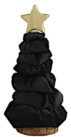 kerstboom Rasmus 13 x 25 cm hout/textiel zwart