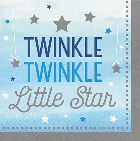 servetten Twinkle junior 33 cm papier blauw 16 stuks