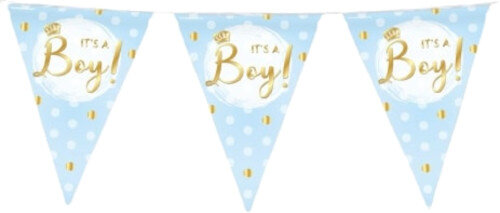 vlaggenlijn It&#039;s a boy! 10 meter folie blauw/goud