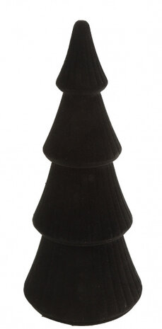 kerstboom Carson 24 x 10 cm hout/fluweel zwart