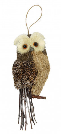 kersthanger uil 28 x 11,5 x 4 cm bruin