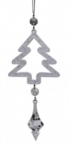 kersthanger kerstboom 8 cm acryl zilver