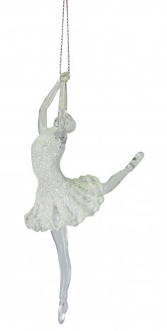 kersthanger ballerina gestrekt 14 cm acryl wit