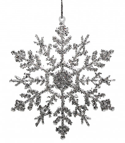 kersthanger sneeuwvlok glitters 12 cm zilver 2 stuks