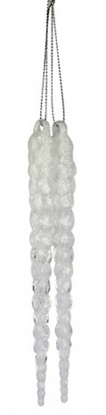 kersthanger ijspegel glitters 14 cm wit 2 stuks