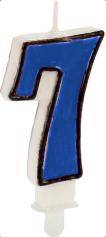 verjaardagskaarsje cijfer 7 wax 14 cm blauw/wit
