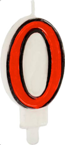 verjaardagskaarsje cijfer 0 wax 14 cm oranje/wit