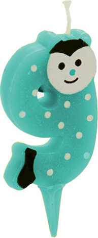verjaardagskaarsje cijfer 9 junior 7,5 cm wax blauw