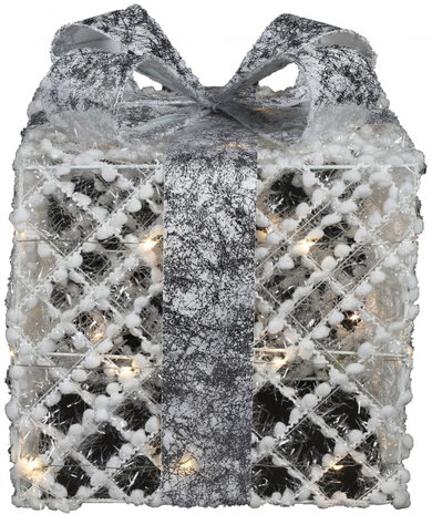 kerstdecoratie Maisie led 25,5 x 29,5 cm staal wit