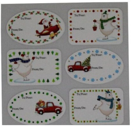 cadeau-etiketten kerst 20 x 15,2 cm papier/vinyl 6-delig