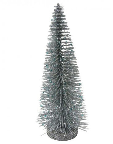decoratieboom 26 cm zilver/blauw