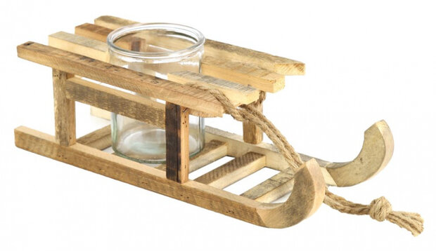 bloempot Sil 39 cm hout/glas naturel/transparant
