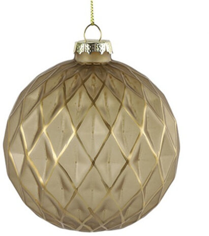 kerstbal Frida 8 cm glas bruin