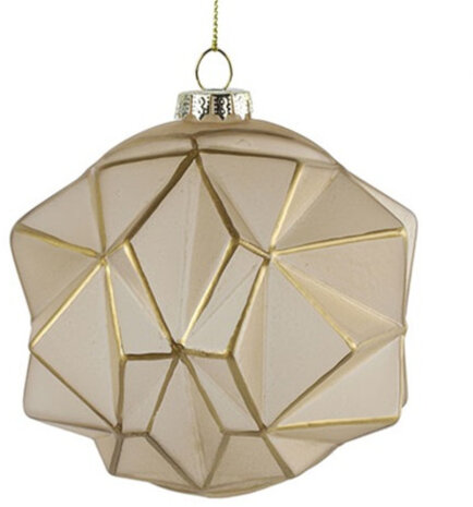 kerstbal Femie 10 cm glas beige/goud