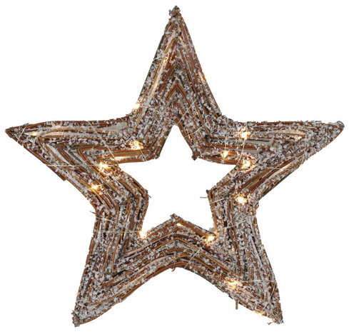 kerstster Valera led 35 x 3 cm staal wit/bruin
