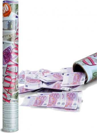 partypopper Euro 7-8 meter 30 cm karton wit/paars