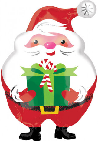 folieballon Kerstman 18,5 x 14,5 cm rood/wit