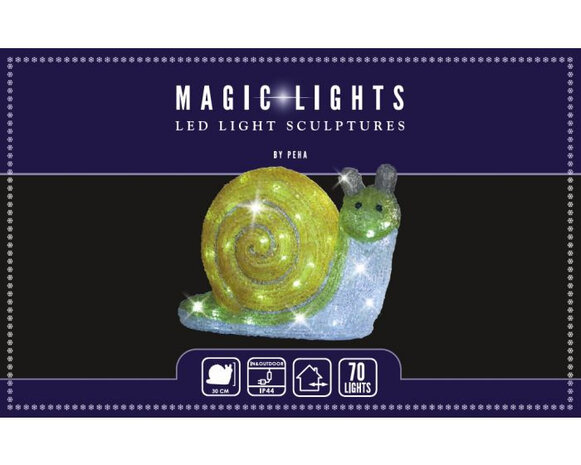 kerstverlichting slak led 30 cm wit/groen/geel