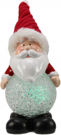 kerstfiguur kerstman led 10,5 x 5,5 cm keramiek rood/wit