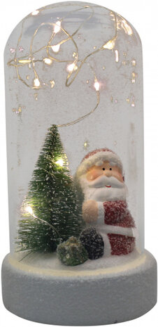 kerststolp kerstman led 17,5 x 9,5 cm glas wit/rood