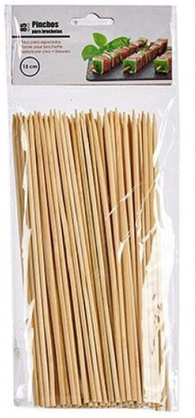 sat&eacute;prikkers 15 cm bamboe bruin 85 stuks