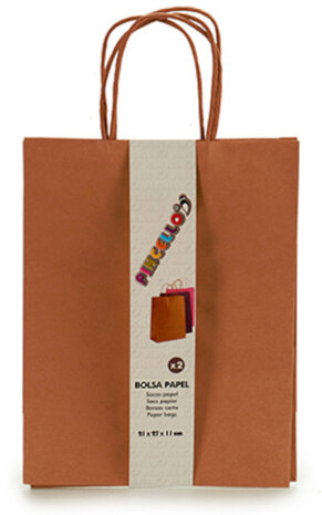 cadeautas 37 x 21 cm papier bruin 2 stuks