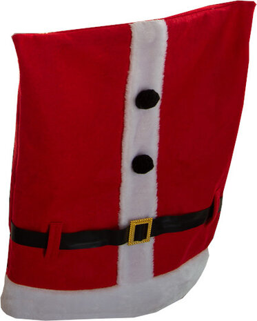 kerststoelhoes Santa Claus fleece rood/wit one-size